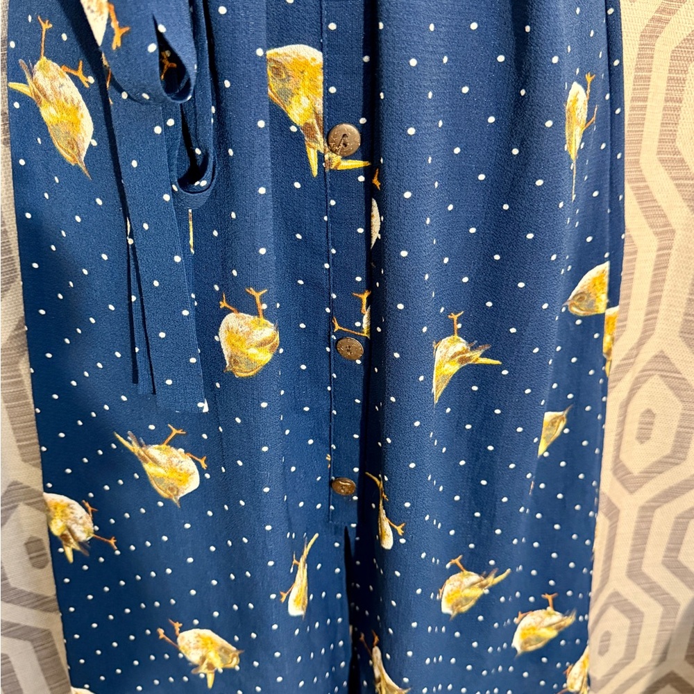 Retro dress with bird print, Monteau Los Angeles XL - Picture 5 of 12